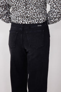 KanCan High Rise Wide Leg Clean Hem Jeans for Women in Black