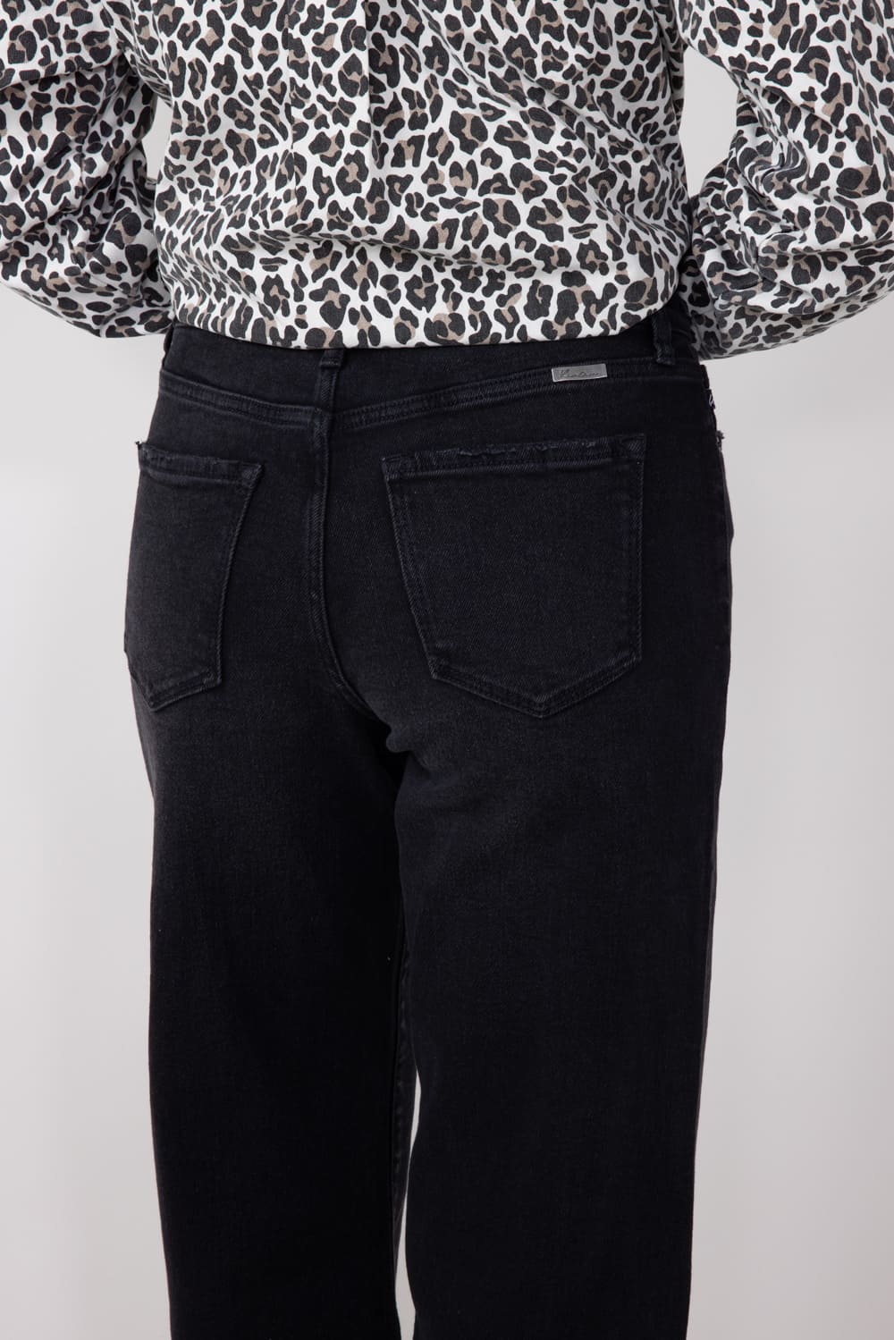 KanCan High Rise Wide Leg Clean Hem Jeans for Women in Black