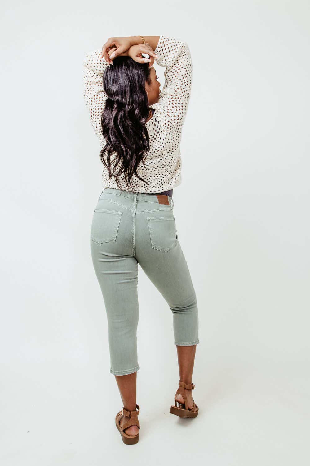 Judy Blue Mid Rise Capri Jeans for Women in Sage