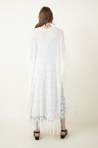 Long Fringe Kimono for Women in Ivory
