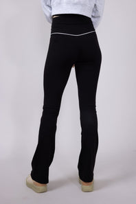 Love Tree Piping Detail Flare Leggings for Women in Black