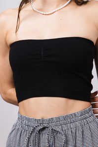 Love Tree Ruching Tube Top for Women in Black