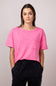 Mineral Wash Knit T-Shirt for Women in Pink