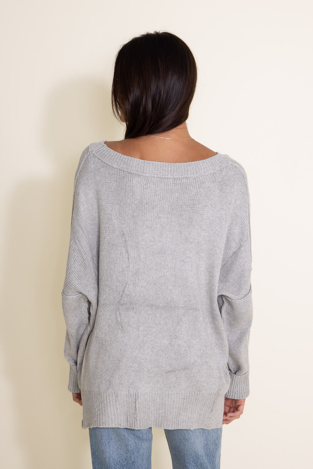 Miracle Clothing Knit American Flag Sweater for Women in Grey