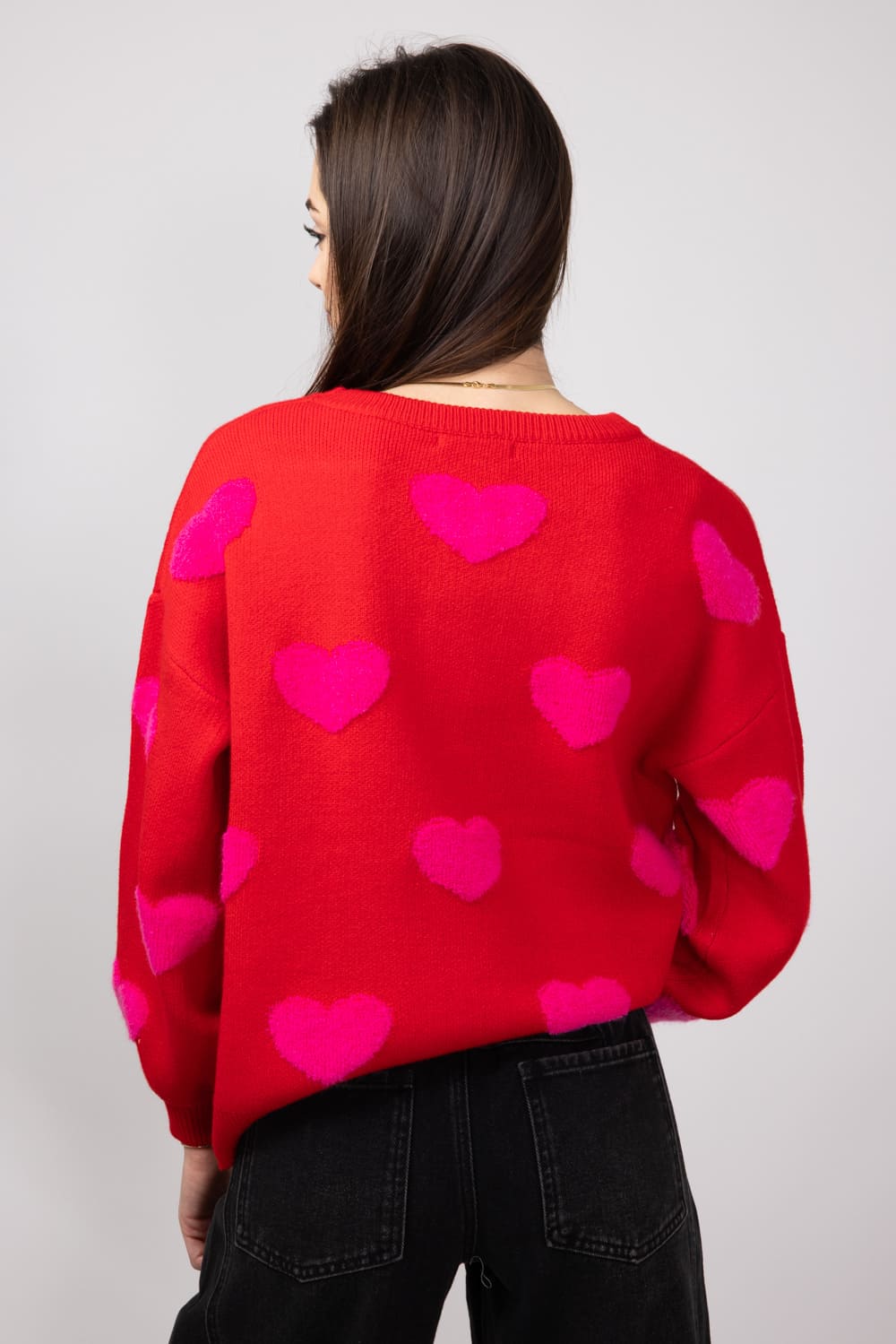Miracle Multi Hearts Sweater for Women in Red 