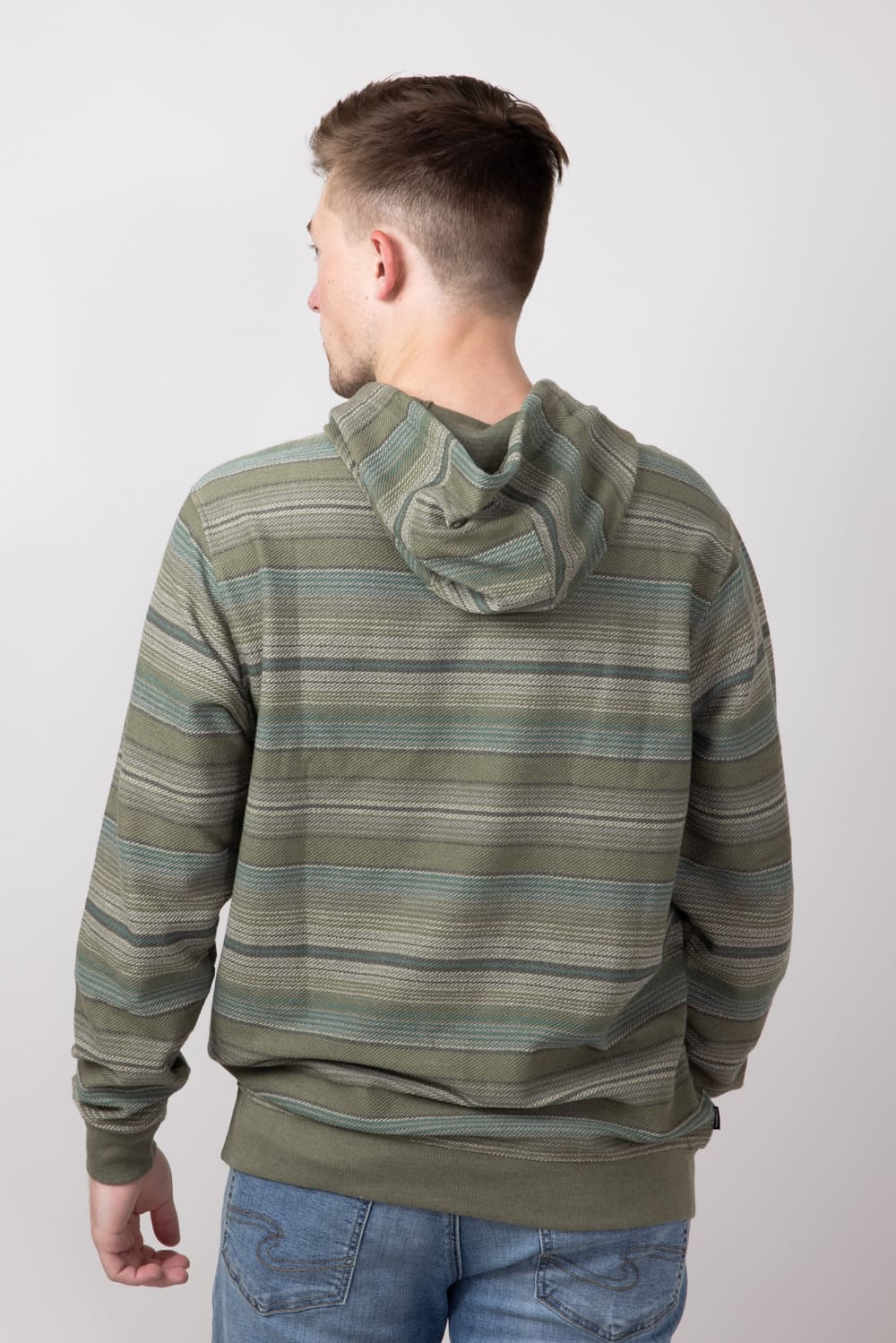O’Neill Bavaro Stripe Pullover for Men in Midnight Deep Lichen Green