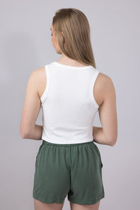 Beaded Chili Pepper Tank Top for Women in White