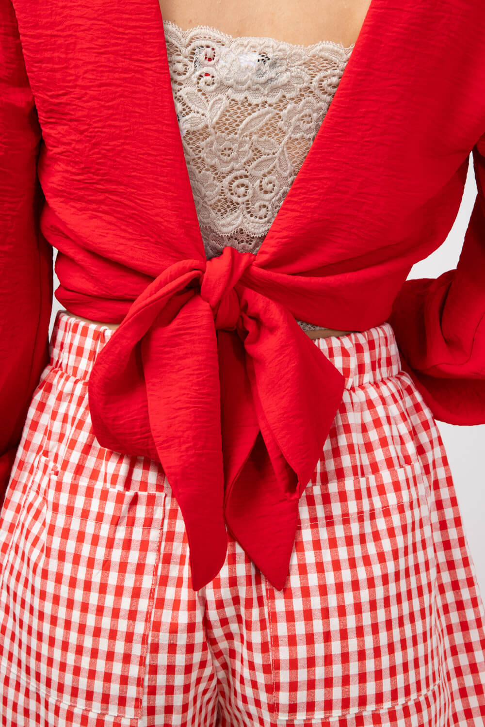 Rokoko Open Back Tie Wrap Top for Women in Red