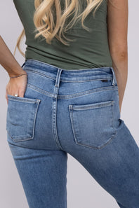 Risen Mid-Rise Straight Raw Hem Jeans for Women | RDP5203CH-MD