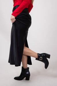 Satin Maxi Skirt for Women in Black