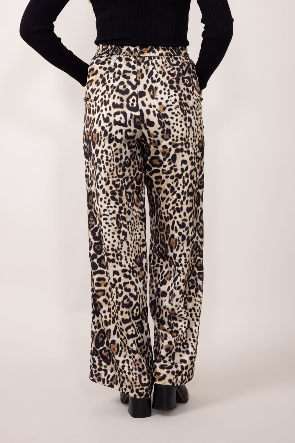 Leopard Print Satin Pants for Women in Animal Print