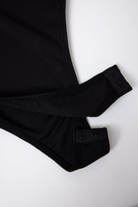 Seamless Double Layer Knit Bodysuit for Women in Black