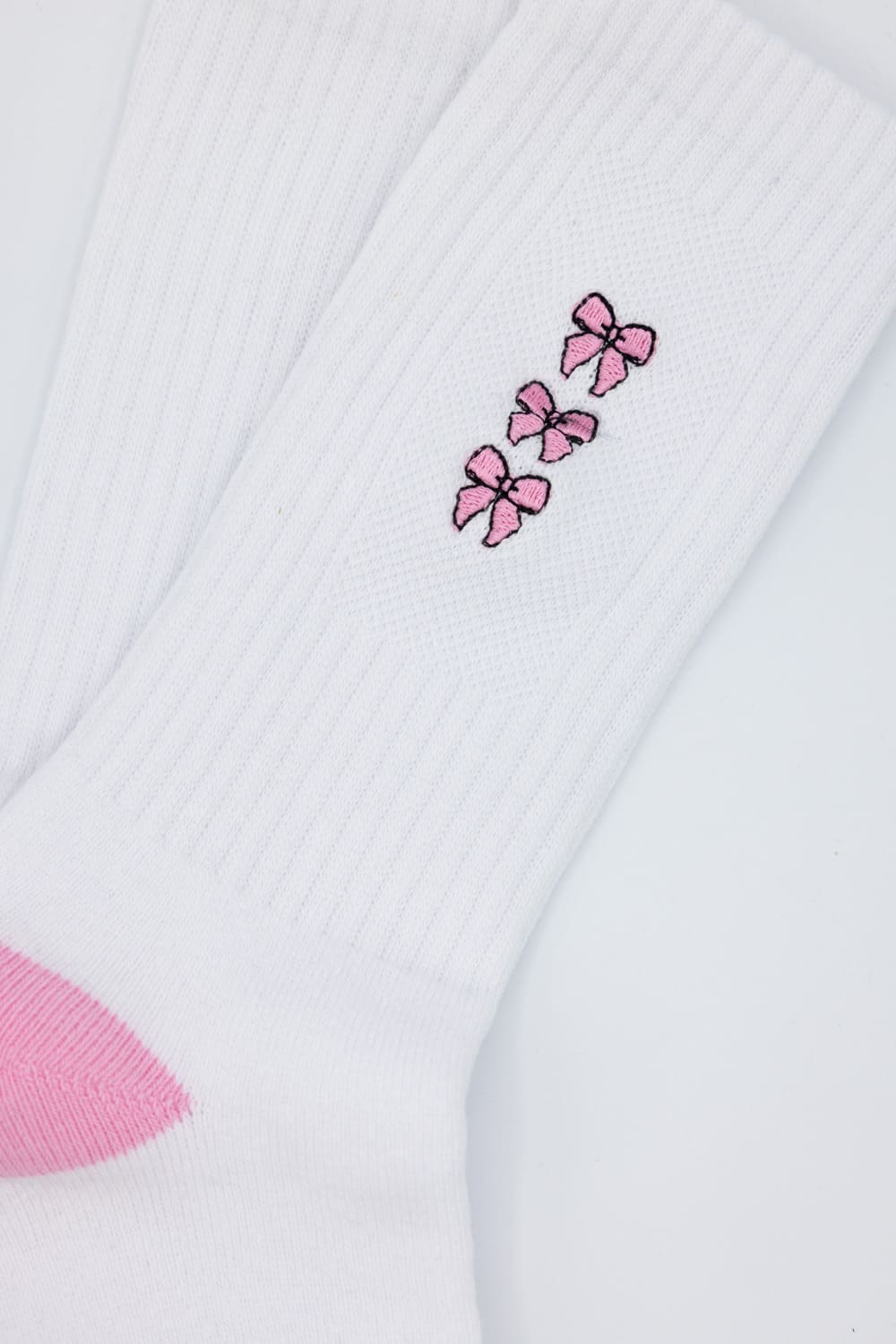 Simply Southern Embroidered Bow Crew Socks for Women in White