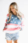 Womens Simply Southern Patched Stars & Stripes Crewneck Sweatshirt for Women in Multi