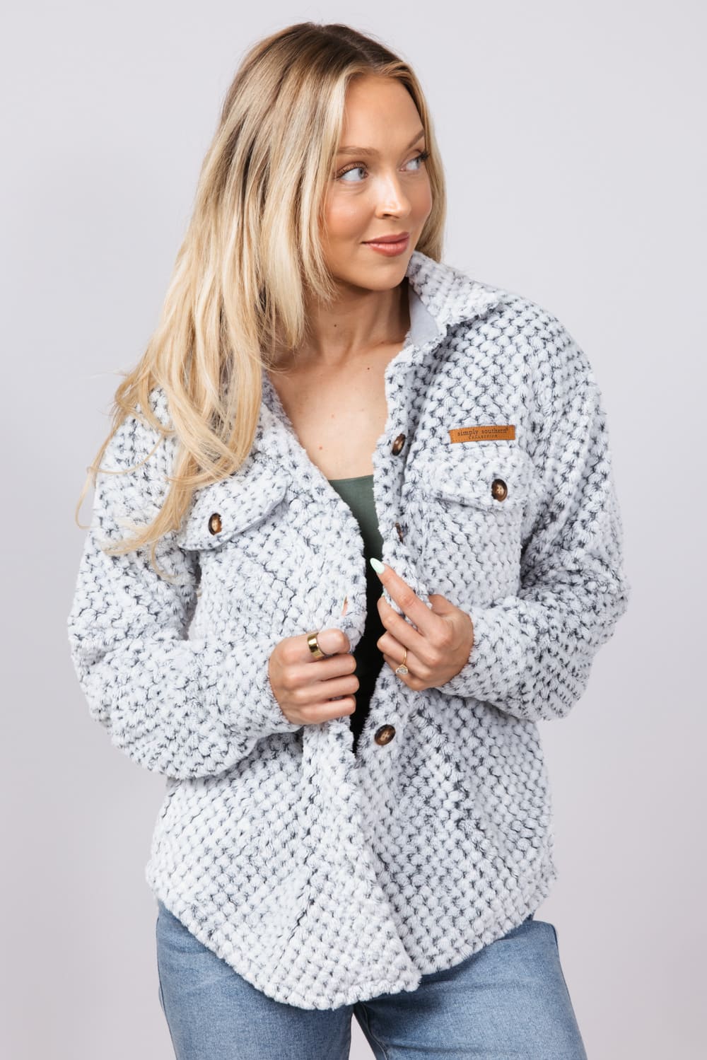 Simply Southern Soft Shacket for Women in White
