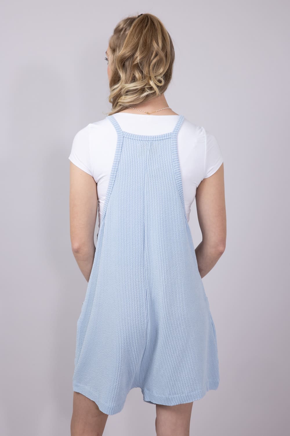 Simply Southern Urban Ribbed Knit Romper for Women in Ice Blue