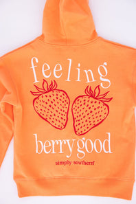 Kids Simply Southern Youth Embroidered Berry Good Hoodie for Girls in Orange