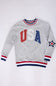 Simply Southern Youth Sequined USA Varsity Crew Sweatshirt for Girls in Grey