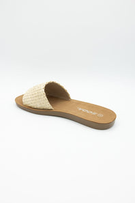 Soda Effron Raffia Slide Sandals for Women in Bone