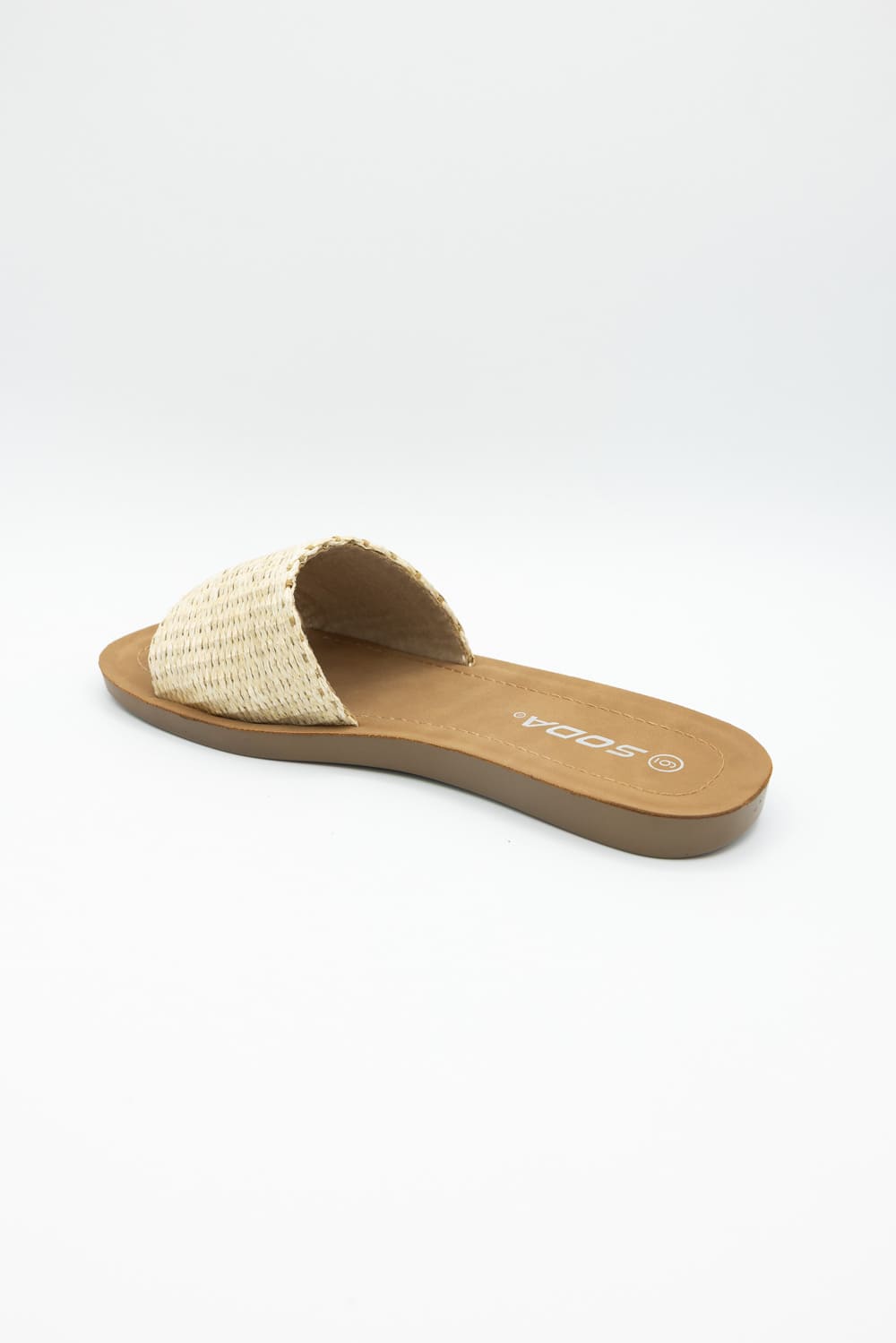 Soda Effron Raffia Slide Sandals for Women in Bone