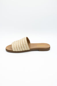 Soda Fate Raffia Slide Sandals for Women in Natural