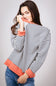 Striped Crewneck Pullover for Women in Charcoal