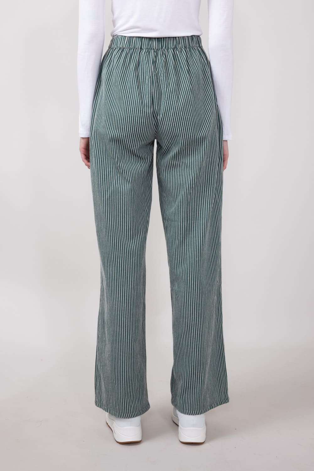 Striped Brushed PJ Pants for Women in Hunter Green