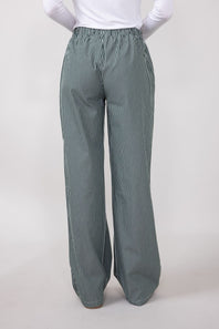 Striped Relaxed PJ Pants for Women in Forest Green