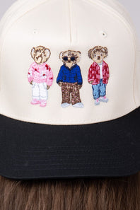 Teddy Bears Trucker Hat for Women in Black/Tan