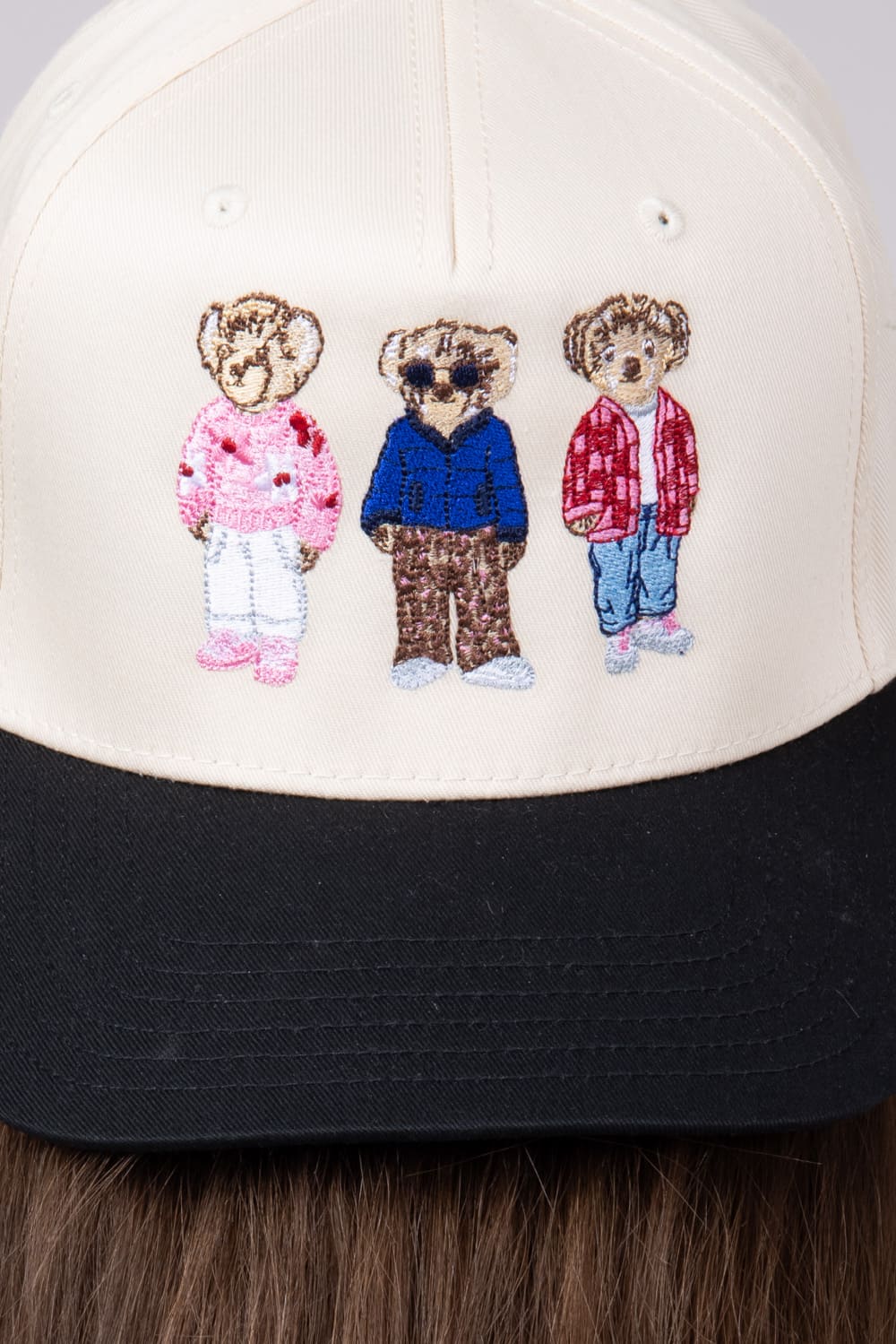 Teddy Bears Trucker Hat for Women in Black/Tan