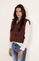 Thread & Supply Issey Cropped Puffer Vest for Women in Malbec Red 