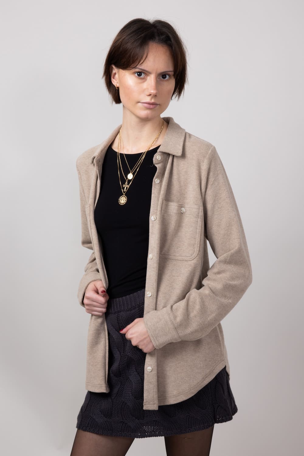 Thread & Supply Lewis Soft Luxe Button Up Shirt for Women in Clove Heather