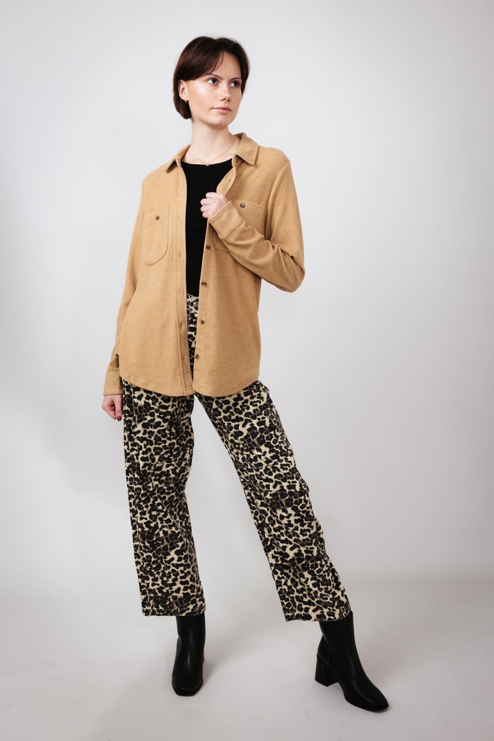 Thread & Supply Lewis Soft Luxe Button Up Shirt for Women in Iced Coffee