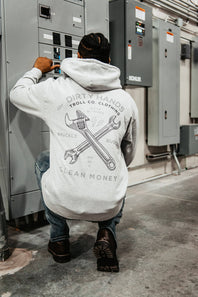 Troll Co. Twisting Wrenches Hoodie for Men in Grey