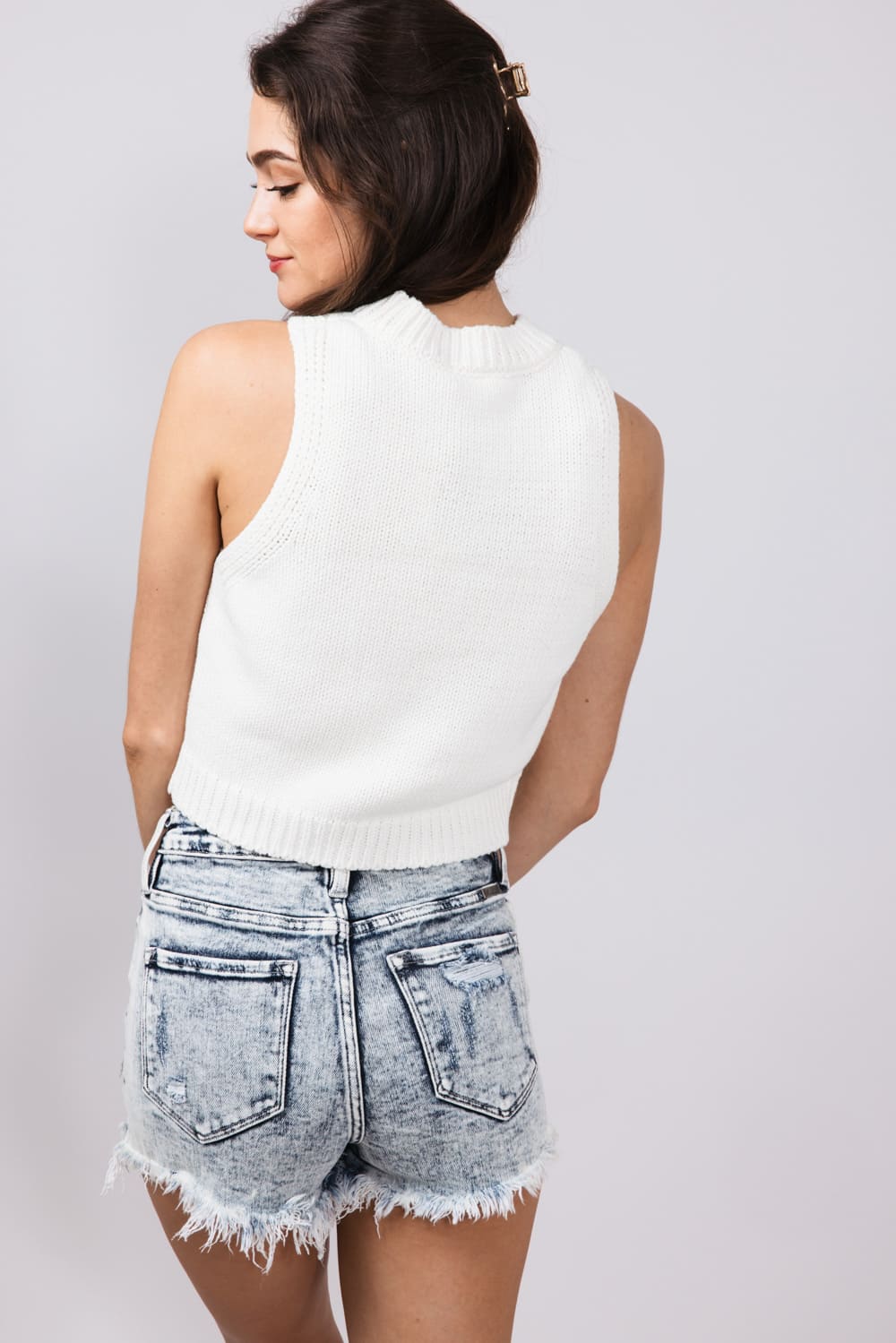USA Knit Tank Top for Women in White