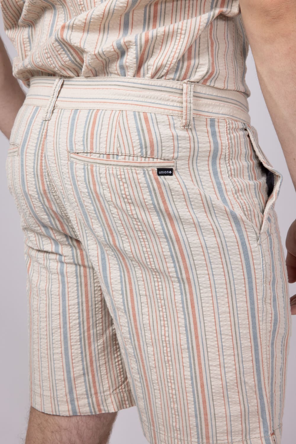 Union Paloma Seersucker 8” Shorts for Men in Cream | H181X2T-SWEETPOTATO