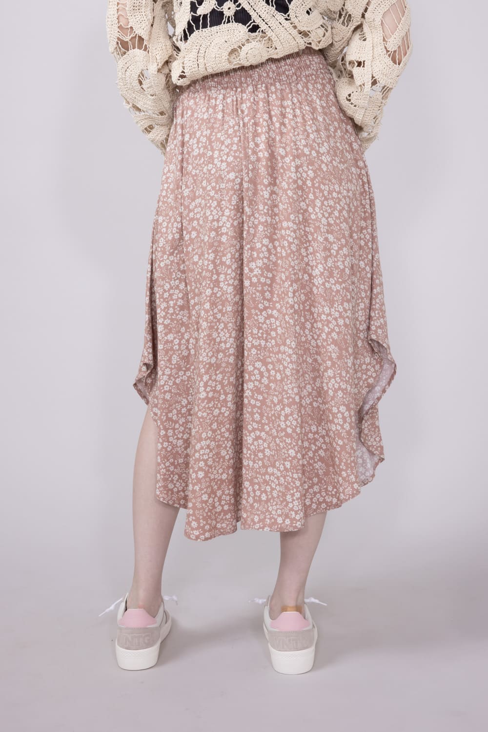 Floral Midi Skirt for Women in Pink