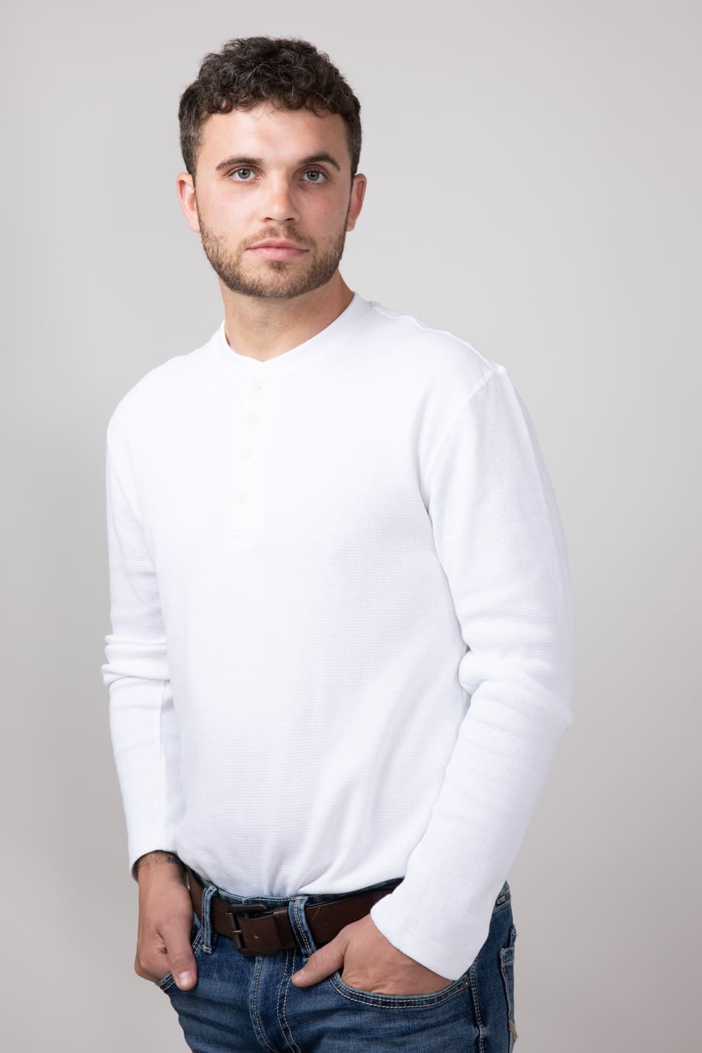Weatherproof Vintage Waffle Henley Shirt for Men in White