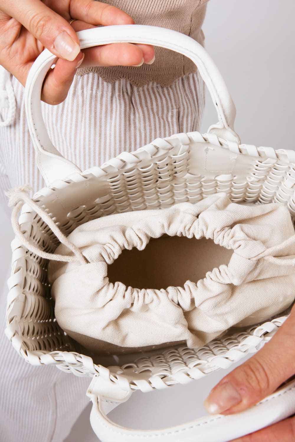 Woven Braided Beach Purse for Women in Ivory