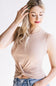 Ribbed Knit Twist Front Tank Top for Women in Mocha