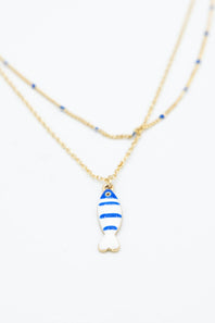 Fish Double Chain Necklace in Gold