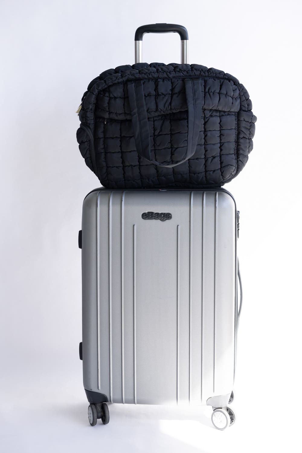 Quilted Puffer Weekender Bubble Bag for Women in Black