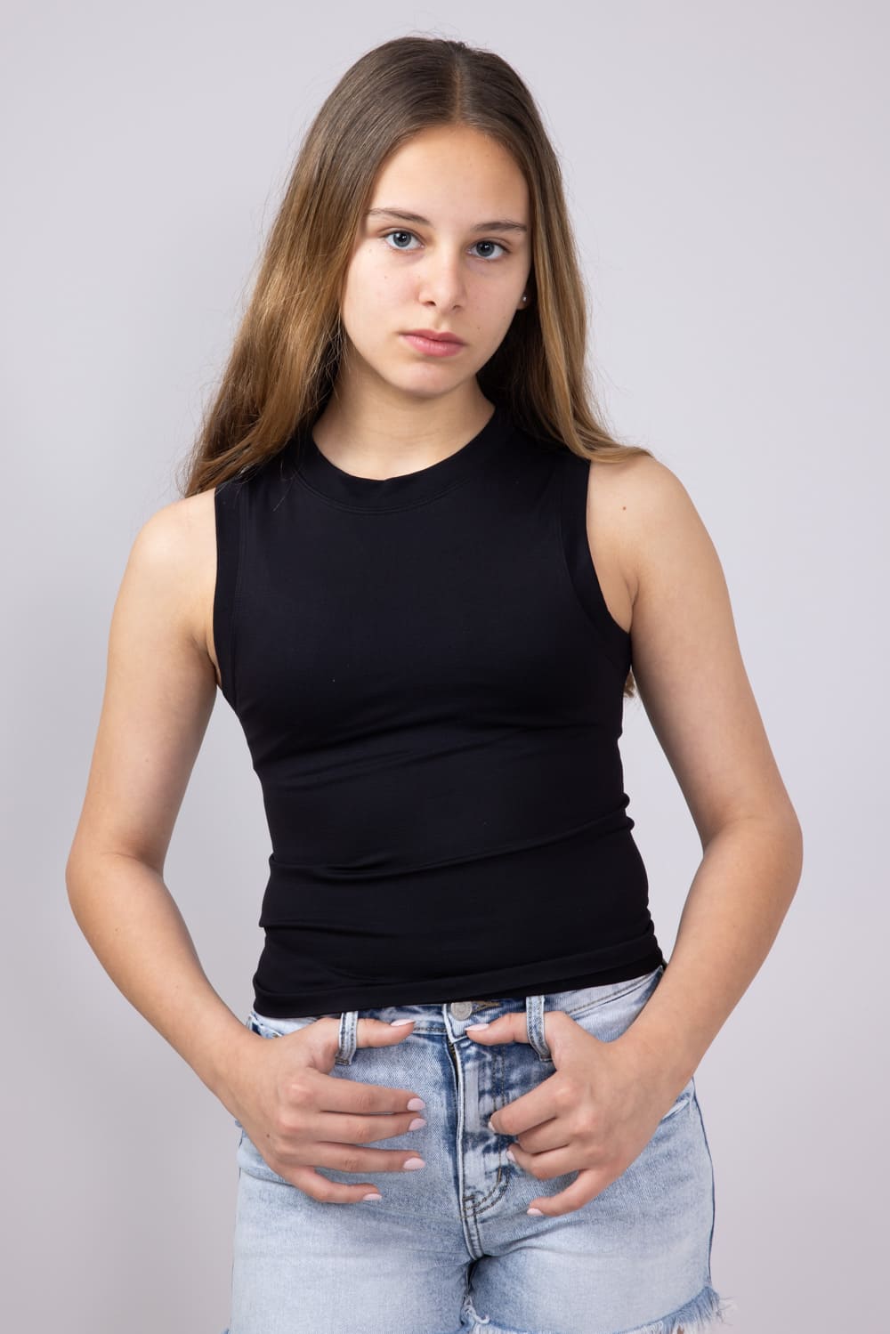 Moa Moa Seamless Tank Top for Girls in Black
