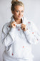 1897 Active All Over Print Cherry Embroidered Hoodie for Women in Grey
