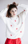 1897 Active Embroidered Cherries And Bows Fleece Sweatshirt for Women in Ivory