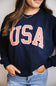 1897 Active USA Embroidered Fleece Sweatshirt for Women in Deep Navy