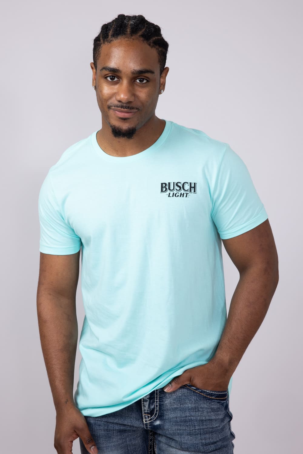 Busch Light Dog Cooler T-Shirt for Men in Teal Blue