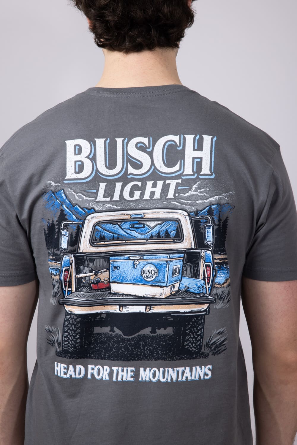 Busch Light Truck Cooler T-Shirt for Men in Charcoal