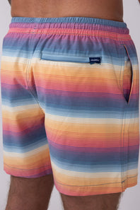 Chubbies Classic Lined Swim Trunks 5.5” Shorts for Men in Blue/Orange Gradient Stripe