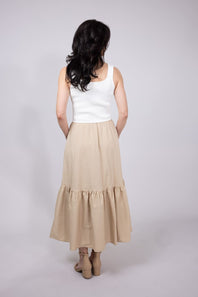 Elan Mix Media Maxi Dress for Women in Sand White
